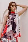 Shop_House Of Fett_White Viscose, Cotton Halter Neck Headliner Dress _Online_at_Aza_Fashions