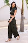 Shop_House Of Fett_Green Cotton Collared Kiso Co-ord Pant Set _at_Aza_Fashions