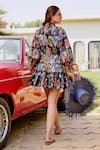 Shop_House Of Fett_Black Cotton Collared Floral Print Dress _at_Aza_Fashions