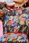 Buy_House Of Fett_Black Cotton Collared Floral Print Dress _Online_at_Aza_Fashions