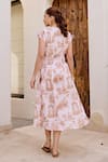 Shop_House Of Fett_Ivory Linen V-neck Lavenham Printed Dress _at_Aza_Fashions