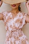 Buy_House Of Fett_Ivory Linen V-neck Lavenham Printed Dress _Online_at_Aza_Fashions
