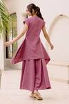 Shop_House Of Fett_Purple Cotton, Polyester Round Neck Lazuli Co-ord Pant Set _at_Aza_Fashions