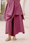 House Of Fett_Purple Cotton, Polyester Round Neck Lazuli Co-ord Pant Set _at_Aza_Fashions