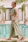 Buy_House Of Fett_Green Polyester, Cotton Ruffles Round Neck Mersin Novo Co-ord Set _Online_at_Aza_Fashions