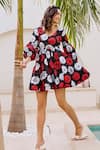 Shop_House Of Fett_Black Poplin V-neck Sanur Balloon Mini Dress _at_Aza_Fashions