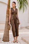 Buy_House Of Fett_Green Cotton V-neck Ivy Sorrento Jumpsuit _Online_at_Aza_Fashions