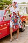 Buy_House Of Fett_White Cotton Embroidery V-neck Varenna Cross Stitch Dress _at_Aza_Fashions