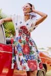 Buy_House Of Fett_White Cotton Embroidery V-neck Varenna Cross Stitch Dress _Online_at_Aza_Fashions