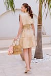 Shop_House Of Fett_Beige Cotton Collared Twill Verona Dress _at_Aza_Fashions