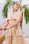 Buy_House Of Fett_Beige Cotton Collared Twill Verona Dress _Online_at_Aza_Fashions