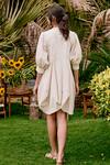 Shop_House Of Fett_White Round Neck Zen Cowl Dress _at_Aza_Fashions