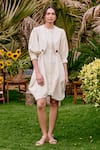 Buy_House Of Fett_White Round Neck Zen Cowl Dress _at_Aza_Fashions