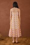Shop_Taro_Multi Color Cotton Ruffles Racerback Block Printed Summer Strokes Dress _at_Aza_Fashions