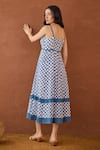 Shop_Taro_Blue Cotton Square Neck Gingham Sky Dress _at_Aza_Fashions