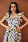 Shop_Taro_Multi Color Cotton Square Neck Sky Sketch Block Printed Dress _Online_at_Aza_Fashions
