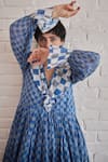 Taro_Multi Color Cotton V-neck Block Printed Azure Tides Dress _Online_at_Aza_Fashions