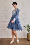 Shop_Taro_Multi Color Cotton V-neck Block Printed Azure Tides Dress _Online_at_Aza_Fashions