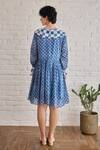 Shop_Taro_Multi Color Cotton V-neck Block Printed Azure Tides Dress _at_Aza_Fashions