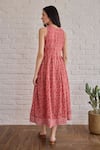 Shop_Taro_Red Cotton Round Neck Berry Buds Confetti Dot Dress _at_Aza_Fashions