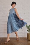 Buy_Taro_Blue Cotton Round Neck Dual Tone Confetti Dot Dress 