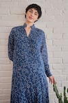 Buy_Taro_Blue Cotton Collared Raindrop Confetti Dot Print Dress _Online_at_Aza_Fashions
