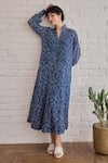 Shop_Taro_Blue Cotton Collared Raindrop Confetti Dot Print Dress _Online_at_Aza_Fashions