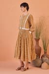 Buy_Taro_Tan Cotton Lace Round Neck Marigold Breeze Confetti Dot Dress _Online_at_Aza_Fashions