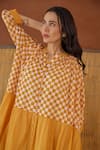 Shop_Taro_Orange Cotton Collared Block Printed Honey Drift Dress _Online_at_Aza_Fashions