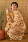 Shop_Taro_Orange Cotton Collared Golden Hour Gingham Shirt Dress _Online_at_Aza_Fashions