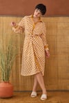 Buy_Taro_Orange Cotton Collared Golden Hour Gingham Shirt Dress 