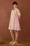 Buy_Taro_Multi Color Cotton Collared Bubblegum Block Printed Shirt Dress _Online_at_Aza_Fashions