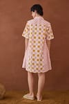Shop_Taro_Multi Color Cotton Collared Bubblegum Block Printed Shirt Dress _at_Aza_Fashions