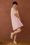 Buy_Taro_Multi Color Cotton Collared Bubblegum Block Printed Shirt Dress 