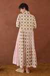 Shop_Taro_Multi Color Cotton Collared Spring Mosaic Block Printed Shirt Dress _at_Aza_Fashions