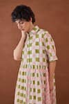 Shop_Taro_Multi Color Cotton Collared Spring Mosaic Block Printed Shirt Dress _Online_at_Aza_Fashions