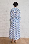 Shop_Taro_Multi Color Cotton Collared Block Printed Blue Pixel Shirt _at_Aza_Fashions