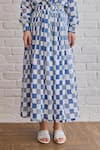 Shop_Taro_Multi Color Cotton Collared Blue Pixel Co-ord Set _Online_at_Aza_Fashions