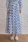 Taro_Multi Color Cotton Block Printed Blue Pixel Skirt _Online_at_Aza_Fashions