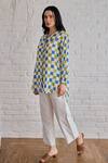 Taro_Multi Color Cotton Collared Block Printed Multicolour Shirt _Online_at_Aza_Fashions
