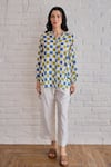 Shop_Taro_Multi Color Cotton Collared Block Printed Multicolour Shirt _Online_at_Aza_Fashions