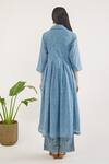 Shop_Taro_Blue Cotton Collared Confetti Dot Printed Dewdrop Dance Dress _at_Aza_Fashions