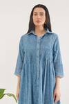 Shop_Taro_Blue Cotton Collared Confetti Dot Printed Dewdrop Dance Dress _Online_at_Aza_Fashions