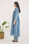 Taro_Blue Cotton Collared Confetti Dot Print Co-ord Set _Online_at_Aza_Fashions