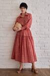 Shop_Taro_Red Cotton Rose Meadow Confetti Dot Skirt _Online_at_Aza_Fashions