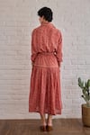 Shop_Taro_Red Cotton Rose Meadow Confetti Dot Skirt _at_Aza_Fashions