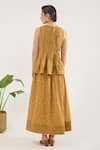 Shop_Taro_Mustard Cotton Round Neck Mirage Top _at_Aza_Fashions