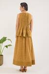 Shop_Taro_Mustard Cotton Confetti Dot Printed Skirt _at_Aza_Fashions