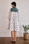 Shop_Taro_White Cotton Collared Forest Meadow Hand-block Printed Dress _at_Aza_Fashions