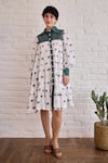 Buy_Taro_White Cotton Collared Forest Meadow Hand-block Printed Dress _at_Aza_Fashions